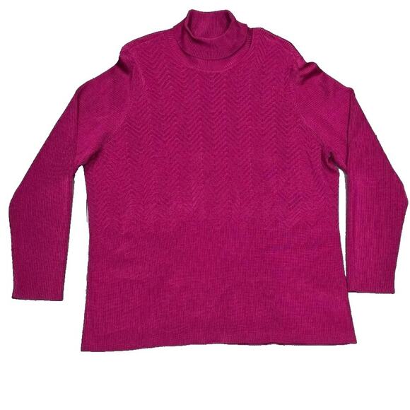 Caslon Sweaters - Caslon Turtleneck Ribbed Comfy Sweater Pullover Women Fuchsia 1X A004007